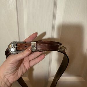 Brown Leather Belt with Silver Buckle
